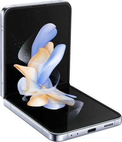 Samsung Galaxy Z Flip 4 fully open, showcasing its large inner display